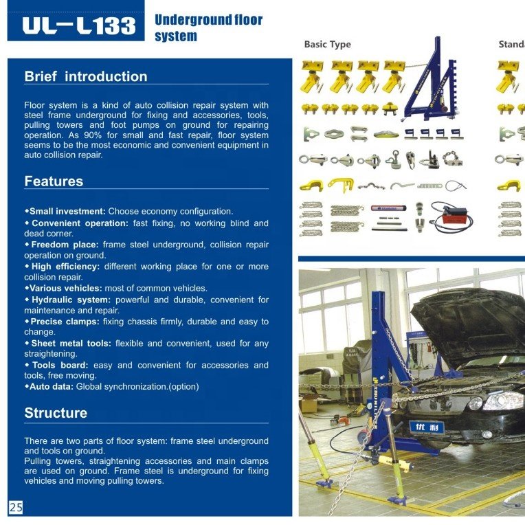 UL-L133A Car Chassis Repair Floor System Body Repair Equipment for Workshop Frame Machine and Dent Pulling Bench